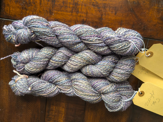 Handspun Yarn: 2-ply Corriedale wool, “Concord Grape”