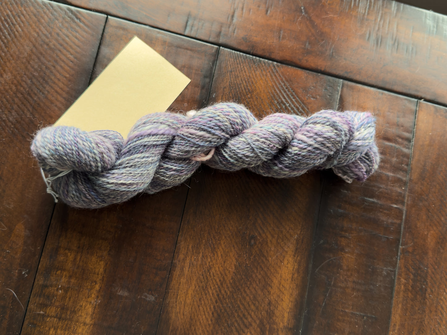 Handspun Yarn: 2-ply Corriedale wool, “Concord Grape”