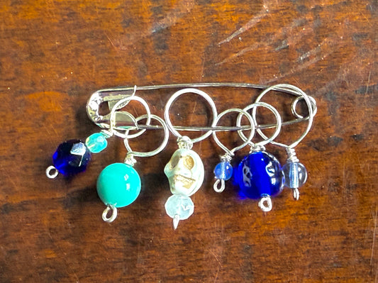 Saltwater Blues Stitch Markers, set of 6