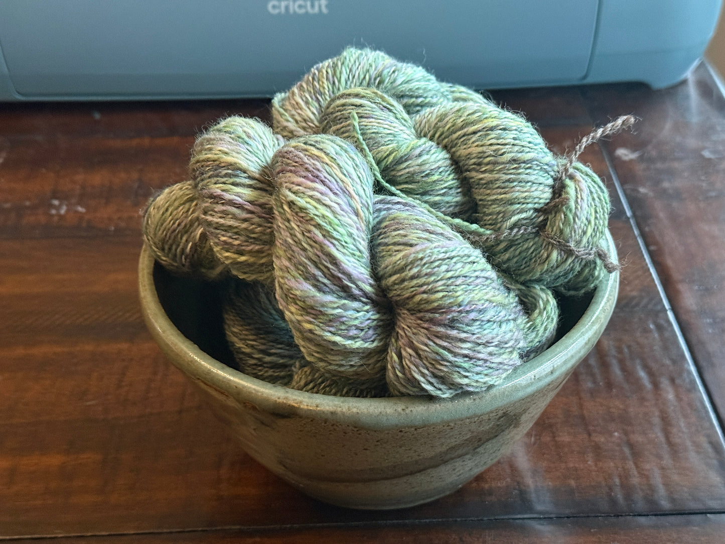 Handspun yarn: 2-ply Corriedale wool, “Greenwitch”