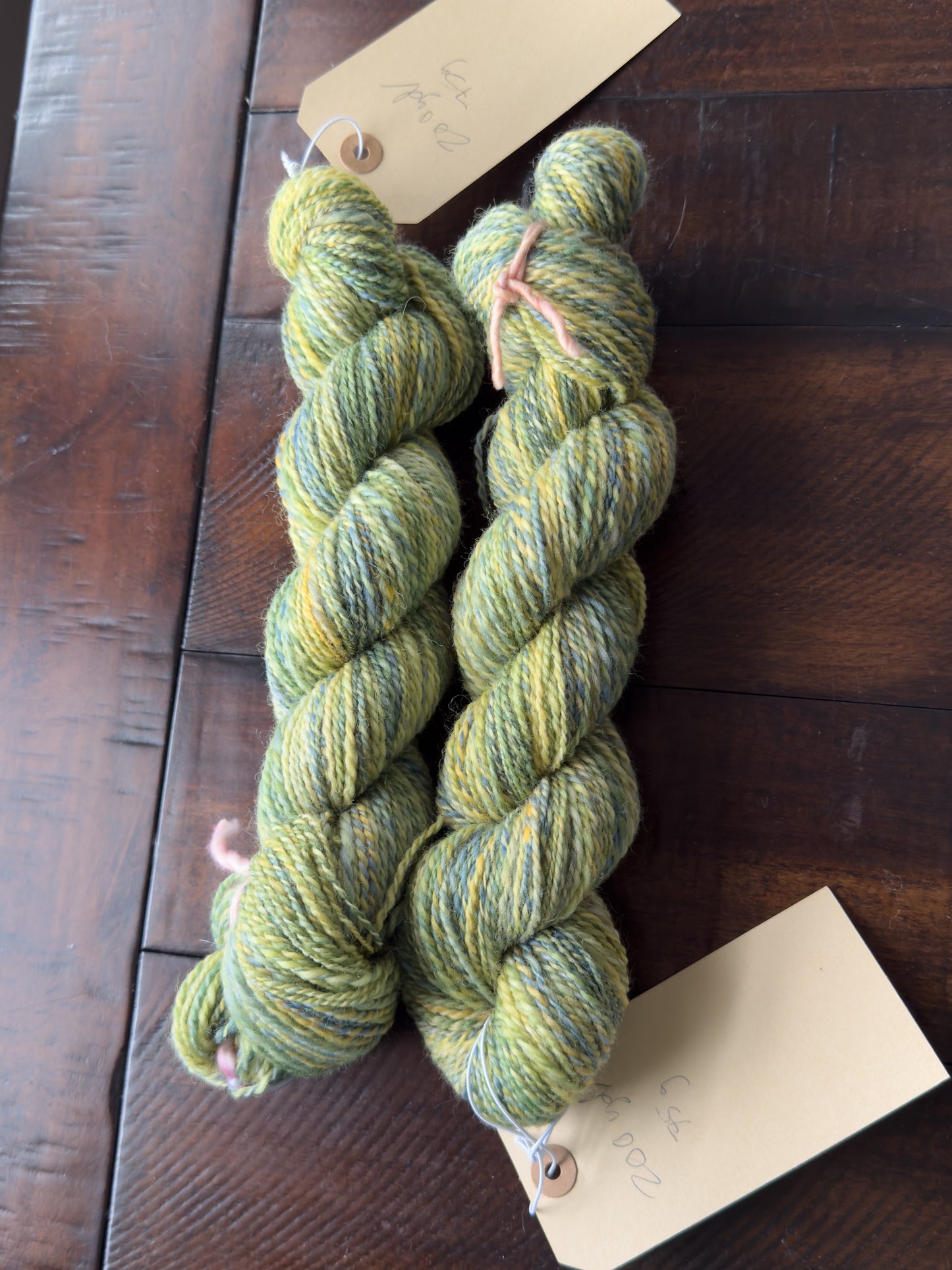 Handspun Yarn: 2-ply Corriedale wool, “Sea Creatures”