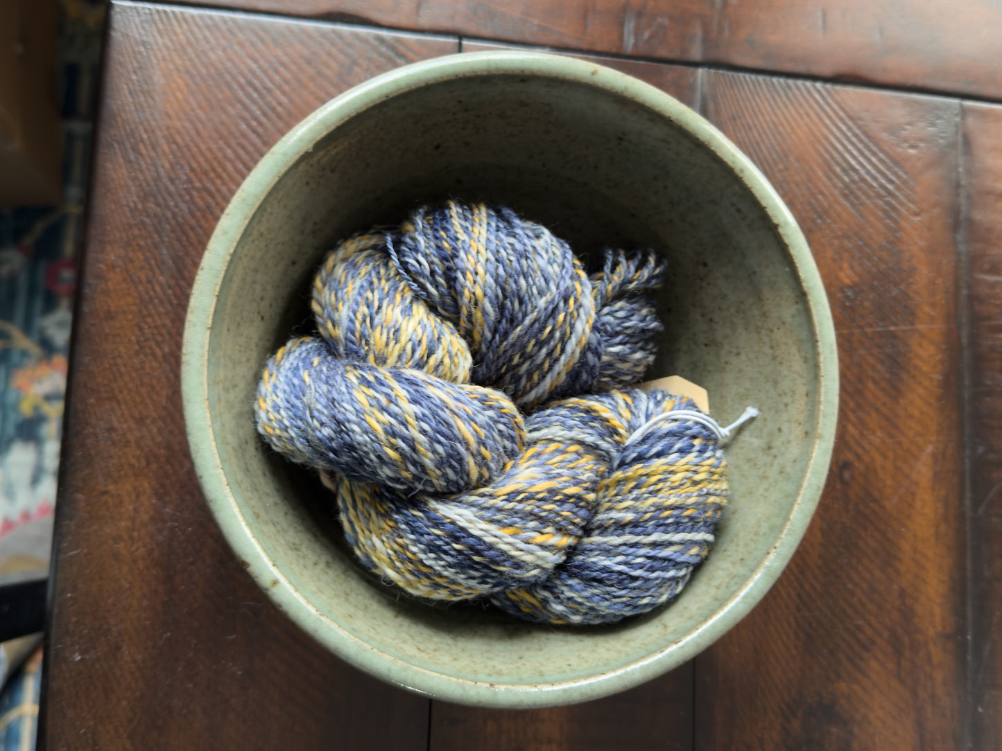 Handspun Yarn: 2-ply Corriedale wool, “Starry Night”